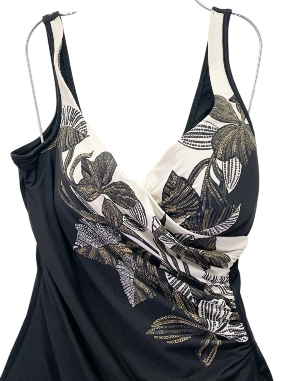 Miraclesuit Sanibel Swimsuit Sz 12 14 Black Gold Floral Tummy Control One Piece - Picture 5 of 11
